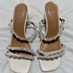 A New Day White Pearl Strap Heels